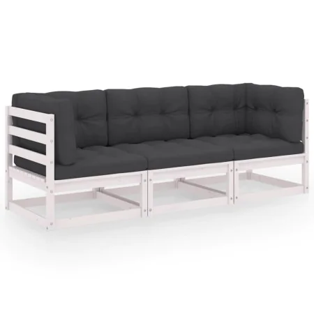 3-seater garden sofa with solid pine wood cushions by vidaXL, Outdoor sofas - Ref: Foro24-3076370, Price: 248,97 €, Discount: %