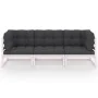 3-seater garden sofa with solid pine wood cushions by vidaXL, Outdoor sofas - Ref: Foro24-3076370, Price: 248,97 €, Discount: %