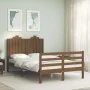 Double bed frame with honey brown wooden headboard by vidaXL, Beds and slatted bases - Ref: Foro24-3194154, Price: 161,57 €, ...