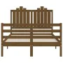 Double bed frame with honey brown wooden headboard by vidaXL, Beds and slatted bases - Ref: Foro24-3194154, Price: 161,57 €, ...