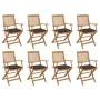 8 pcs folding garden chairs and solid acacia wood cushions by vidaXL, Garden chairs - Ref: Foro24-3075108, Price: 429,53 €, D...