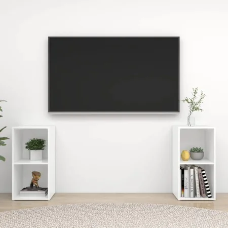 Wohnzimmer Hängeelemente 2 Stück weiß glänzend Holzwerkstoff von vidaXL, TV-Möbel - Ref: Foro24-3079904, Preis: 68,22 €, Raba...