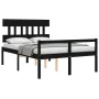 Bed frame with black solid wood headboard 140x200 cm by vidaXL, Beds and slatted bases - Ref: Foro24-3195420, Price: 143,46 €...