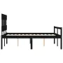 Bed frame with black solid wood headboard 140x200 cm by vidaXL, Beds and slatted bases - Ref: Foro24-3195420, Price: 143,46 €...