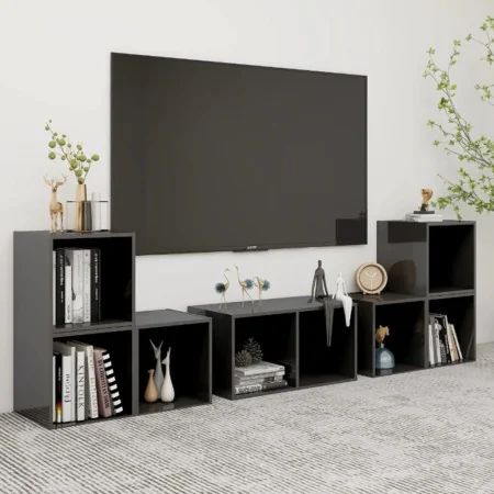 Wohnzimmermöbel 6-teilig, glänzend graues Holzwerkstoff von vidaXL, TV-Möbel - Ref: Foro24-3080059, Preis: 119,95 €, Rabatt: %