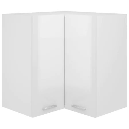 Glossy white engineered wood corner hanging cabinet by vidaXL, Kitchen cabinets - Ref: Foro24-806395, Price: 103,01 €, Discou...