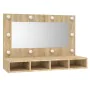 Furniture with mirror and LED lights in Sonoma oak color 90x31.5x62 cm by vidaXL, bathroom vanities - Ref: Foro24-808894, Pri...