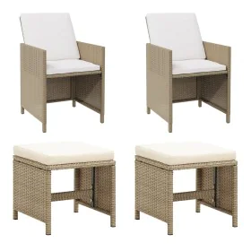 Garden chairs with stools 2 units beige synthetic rattan by vidaXL, Garden chairs - Ref: Foro24-316781, Price: 168,07 €, Disc...