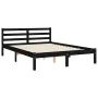 Bed frame with black solid wood headboard 140x200 cm by vidaXL, Beds and slatted bases - Ref: Foro24-3194380, Price: 158,96 €...