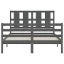 Gray solid wood bed frame with headboard 140x190 cm by vidaXL, Beds and slatted bases - Ref: Foro24-3194098, Price: 165,43 €,...