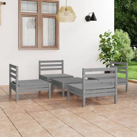 Gartenmöbel-Set 5-teilig aus massivem grauem Kiefernholz von vidaXL, Gartensets - Ref: Foro24-3082409, Preis: 203,53 €, Rabat...