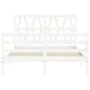 White solid wood bed frame with headboard 140x190 cm by vidaXL, Beds and slatted bases - Ref: Foro24-3194357, Price: 147,43 €...