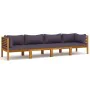 4-Sitzer-Gartensofa mit Kissen aus massivem Akazienholz von vidaXL, Gartensets - Ref: Foro24-3086901, Preis: 703,86 €, Rabatt: %