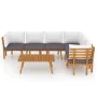 Garden furniture 7 pieces with cushions solid acacia wood by vidaXL, Garden sets - Ref: Foro24-3087015, Price: 533,26 €, Disc...