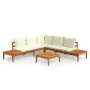 Set muebles de jardín 4 pzas cojines crema madera de acacia de vidaXL, Conjuntos de jardín - Ref: Foro24-3087266, Precio: 700...