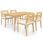 Garden dining set 5 pieces solid teak and cushions by vidaXL, Garden sets - Ref: Foro24-3087041, Price: 680,96 €, Discount: %