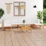 Garden furniture set 8 pieces teak wood and cream cushions by vidaXL, Garden sets - Ref: Foro24-3087254, Price: 764,56 €, Dis...