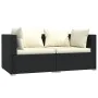 2-seater sofa with black synthetic rattan cushions by vidaXL, Garden sets - Ref: Foro24-317487, Price: 181,12 €, Discount: %