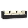 3-seater sofa with black synthetic rattan cushions by vidaXL, Garden sets - Ref: Foro24-317489, Price: 296,32 €, Discount: %