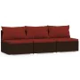 3-Sitzer-Gartensofa mit braunen synthetischen Rattankissen von vidaXL, Gartensets - Ref: Foro24-317550, Preis: 376,98 €, Raba...