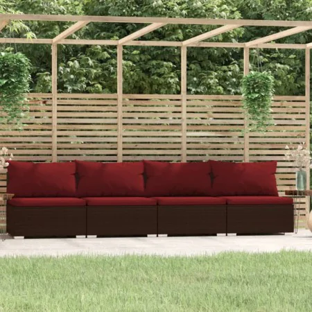 4-seater garden sofa with brown synthetic rattan cushions by vidaXL, Garden sets - Ref: Foro24-317552, Price: 435,47 €, Disco...