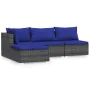 4-piece garden furniture set and gray synthetic rattan cushions by vidaXL, Garden sets - Ref: Foro24-317567, Price: 235,39 €,...