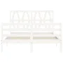 White solid wood bed frame with headboard 120x200 cm by vidaXL, Beds and slatted bases - Ref: Foro24-3194372, Price: 136,11 €...