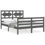 Estructura de cama con cabecero madera maciza gris 140x190 cm de vidaXL, Camas y somieres - Ref: Foro24-3194423, Precio: 166,...