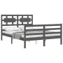 Estructura de cama con cabecero madera maciza gris 140x190 cm de vidaXL, Camas y somieres - Ref: Foro24-3194423, Precio: 166,...