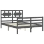 Estructura de cama con cabecero madera maciza gris 140x190 cm de vidaXL, Camas y somieres - Ref: Foro24-3194423, Precio: 166,...