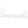 White solid wood bed frame with headboard 200x200 cm by vidaXL, Beds and slatted bases - Ref: Foro24-3194007, Price: 150,80 €...