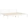 White solid wood bed frame with headboard 200x200 cm by vidaXL, Beds and slatted bases - Ref: Foro24-3194007, Price: 150,80 €...