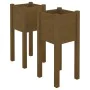 Planters 2 pcs solid honey brown pine wood 31x31x70 cm by vidaXL, Pots and planters - Ref: Foro24-810786, Price: 38,28 €, Dis...