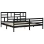 Bed frame with black solid wood headboard 200x200 cm by vidaXL, Beds and slatted bases - Ref: Foro24-3194920, Price: 164,68 €...