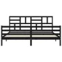 Bed frame with black solid wood headboard 200x200 cm by vidaXL, Beds and slatted bases - Ref: Foro24-3194920, Price: 164,68 €...