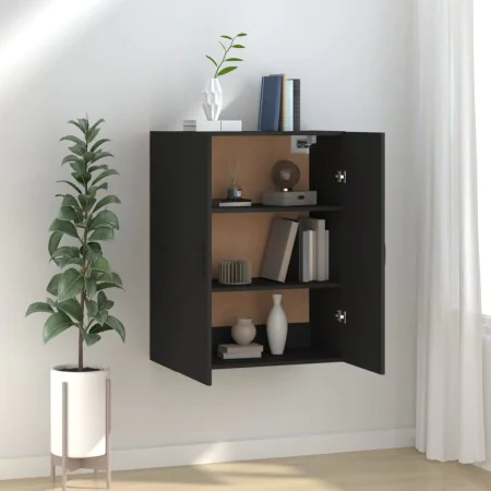 Black engineered wood hanging cabinet 69.5x34x90 cm by vidaXL, Lockers and storage cabinets - Ref: Foro24-812268, Price: 71,7...