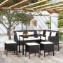 L-shaped sofa set, 5 pieces, with black synthetic rattan cushions. by vidaXL, Garden sets - Ref: Foro24-318578, Price: 333,21...