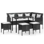 L-shaped sofa set, 5 pieces, with black synthetic rattan cushions. by vidaXL, Garden sets - Ref: Foro24-318578, Price: 333,21...