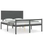 Estructura de cama con cabecero madera maciza gris 160x200 cm de vidaXL, Camas y somieres - Ref: Foro24-3195493, Precio: 164,...