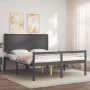 Estructura de cama con cabecero madera maciza gris 160x200 cm de vidaXL, Camas y somieres - Ref: Foro24-3195493, Precio: 164,...