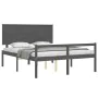 Estructura de cama con cabecero madera maciza gris 160x200 cm de vidaXL, Camas y somieres - Ref: Foro24-3195493, Precio: 164,...