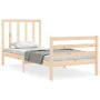 Bed frame with solid wood headboard 100x200 cm by vidaXL, Beds and slatted bases - Ref: Foro24-3193781, Price: 100,61 €, Disc...