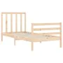 Bed frame with solid wood headboard 100x200 cm by vidaXL, Beds and slatted bases - Ref: Foro24-3193781, Price: 100,61 €, Disc...