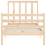 Bed frame with solid wood headboard 100x200 cm by vidaXL, Beds and slatted bases - Ref: Foro24-3193781, Price: 100,61 €, Disc...