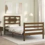 Honey brown solid wood bed frame with headboard 90x200cm by vidaXL, Beds and slatted bases - Ref: Foro24-3194429, Price: 117,...