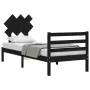 Bed frame with black solid wood headboard 90x200 cm by vidaXL, Beds and slatted bases - Ref: Foro24-3195275, Price: 116,63 €,...