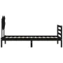 Bed frame with black solid wood headboard 90x200 cm by vidaXL, Beds and slatted bases - Ref: Foro24-3195275, Price: 116,63 €,...