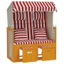 Strandkorb chair with red white wood synthetic rattan cushions by vidaXL, Loungers - Ref: Foro24-318665, Price: 307,67 €, Dis...