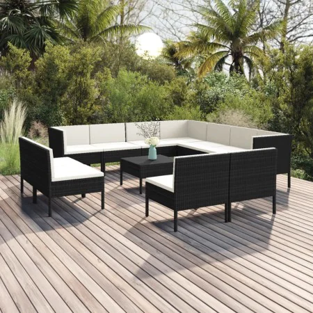 Garden furniture set 12 pieces and black synthetic rattan cushions by vidaXL, Garden sets - Ref: Foro24-3094480, Price: 921,9...