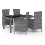 5-piece garden dining set and gray synthetic rattan cushions by vidaXL, Garden sets - Ref: Foro24-3094881, Price: 414,98 €, D...